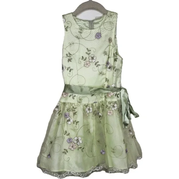 Jessica McClintock | Dresses | Jessica Mcclintock Size 7 Girls Green Dress  Formal Floral | Poshmark